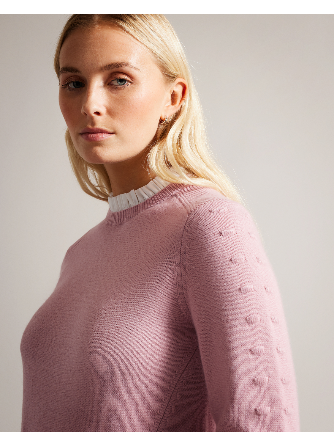 Bobble Detail Shirt Hem Knitted Jumper