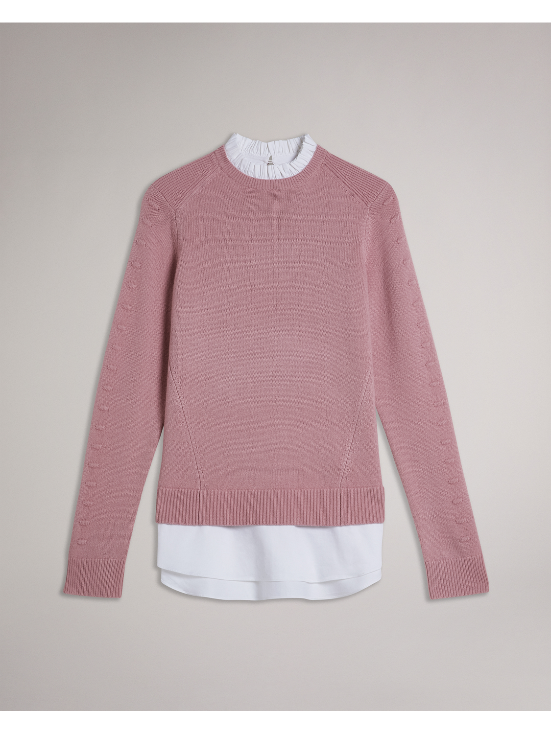 Bobble Detail Shirt Hem Knitted Jumper