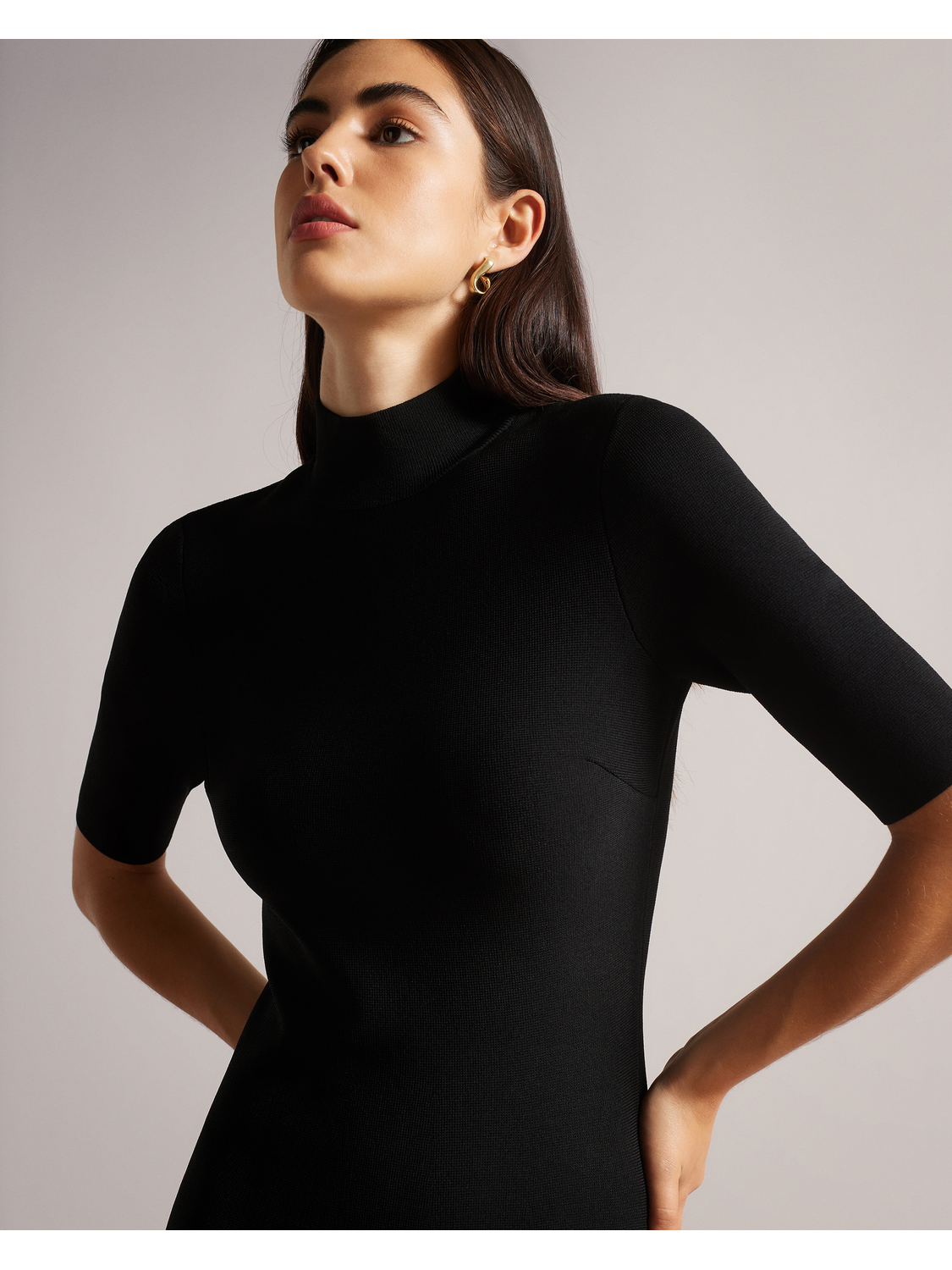 Pleated Hem Bodycon Knit Mini Dress
