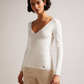 Fitted V-Neck Long Sleeve Knit Top