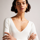 Fitted V-Neck Long Sleeve Knit Top