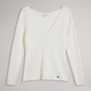 Fitted V-Neck Long Sleeve Knit Top