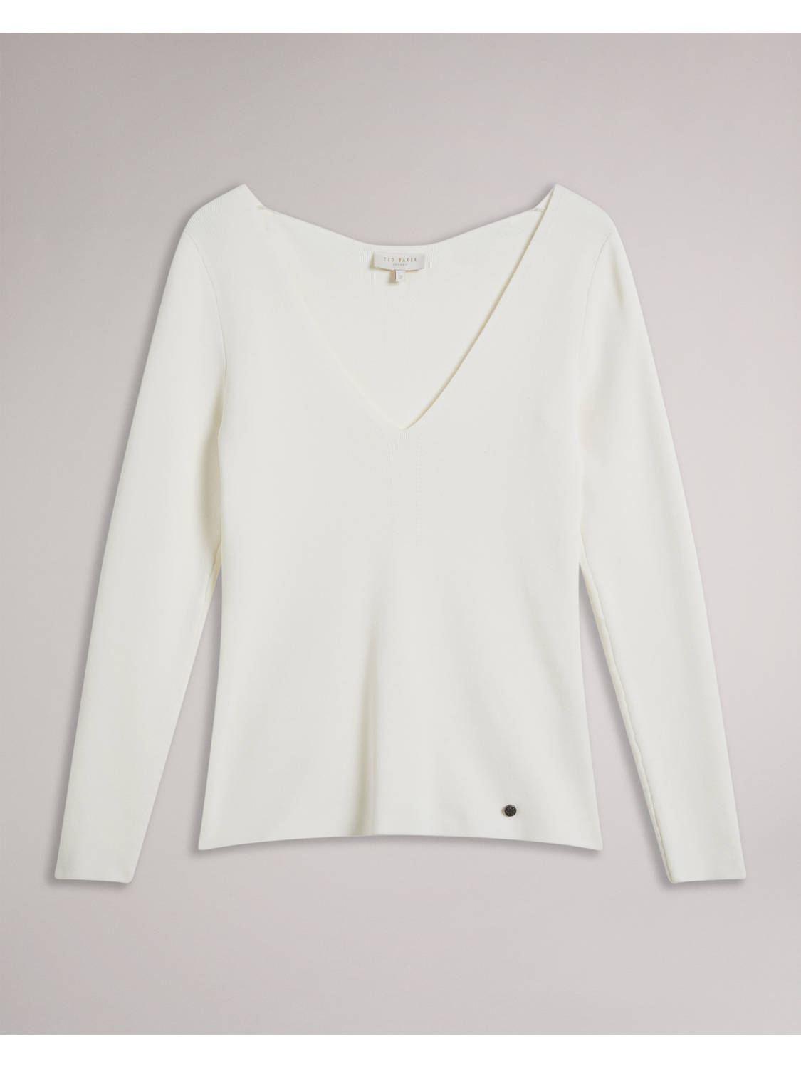 Fitted V-Neck Long Sleeve Knit Top