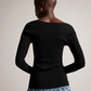 Fitted V-Neck Long Sleeve Knit Top