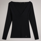 Fitted V-Neck Long Sleeve Knit Top