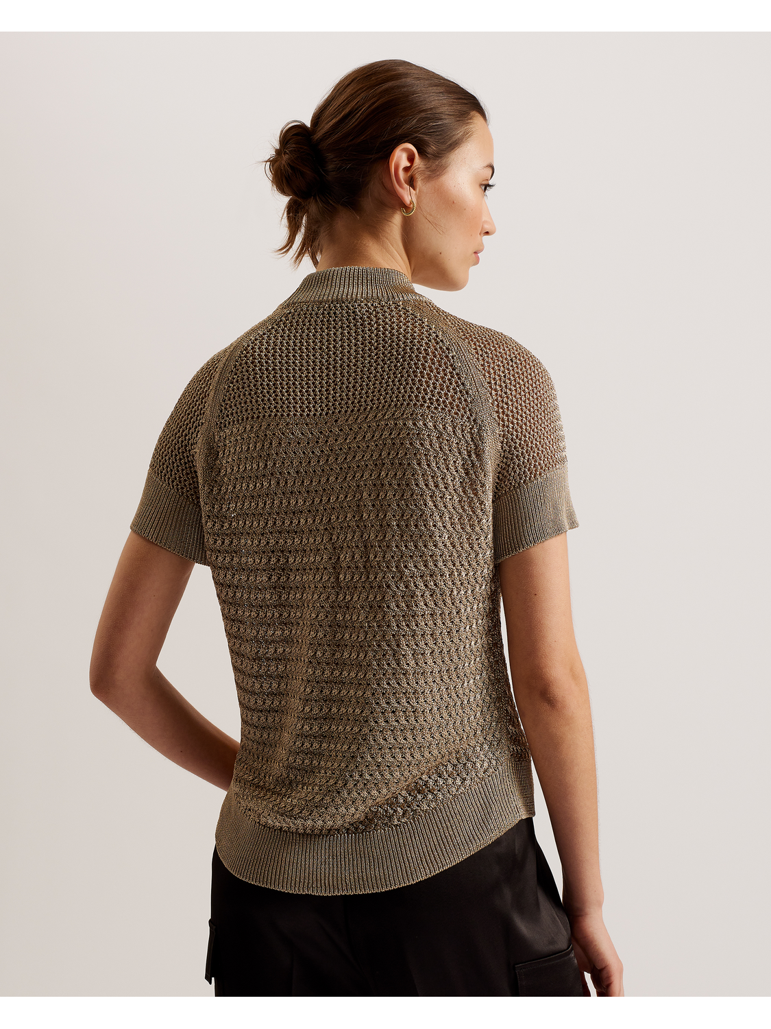 Metallic Knitted Short Sleeve Top