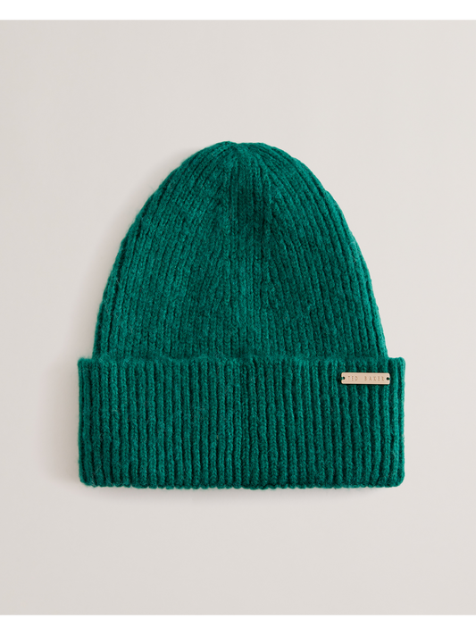 Wool Blend Ribbed Knit Beanie Hat