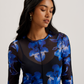 Mesh Long Sleeve Printed Dress