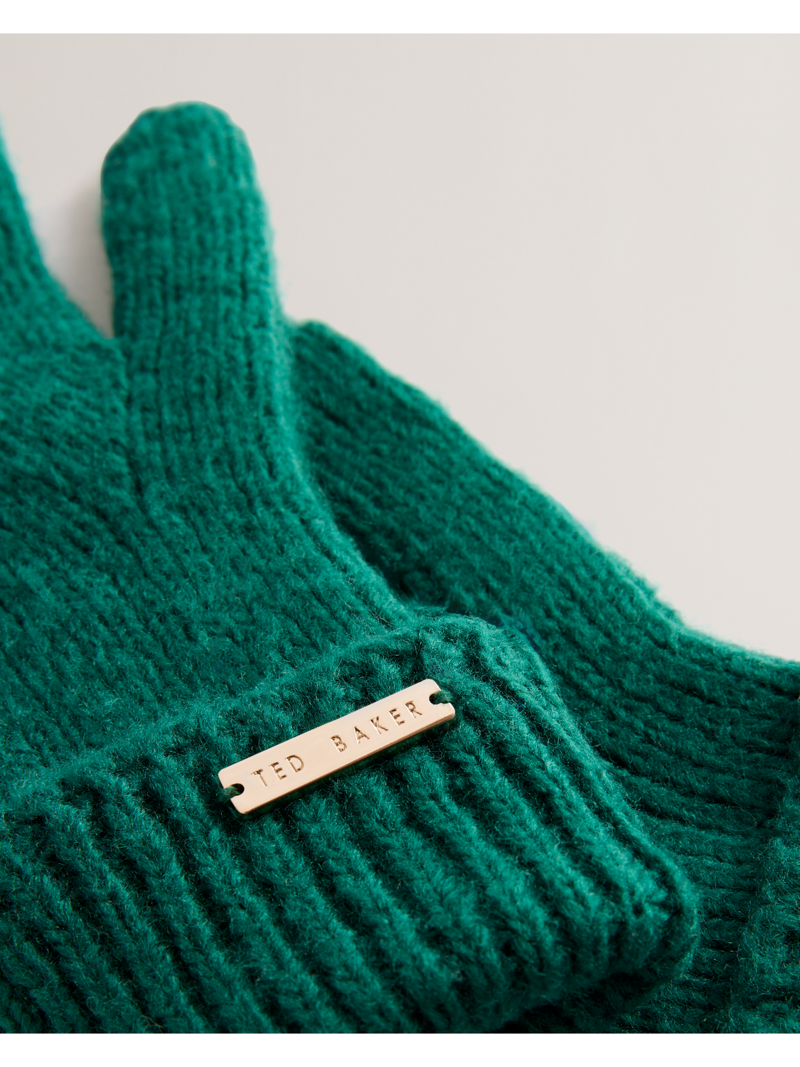 Wool Blend Ribbed Knit Gloves
