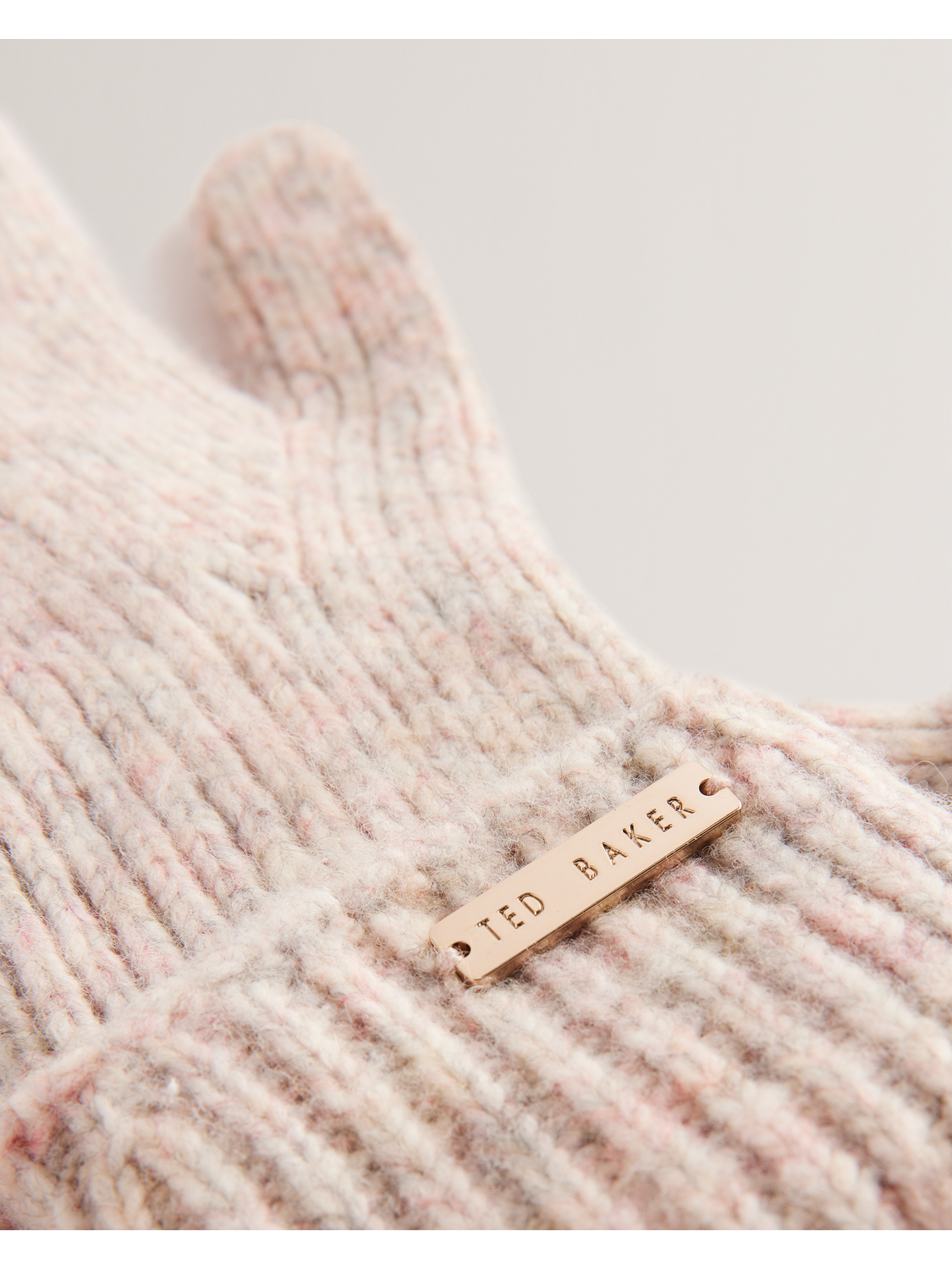 Wool Blend Ribbed Knit Gloves