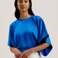 Batwing Short Sleeve Satin Blouse