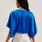 Batwing Short Sleeve Satin Blouse