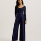 Off Shoulder Belted Wide Leg Jumpsuit