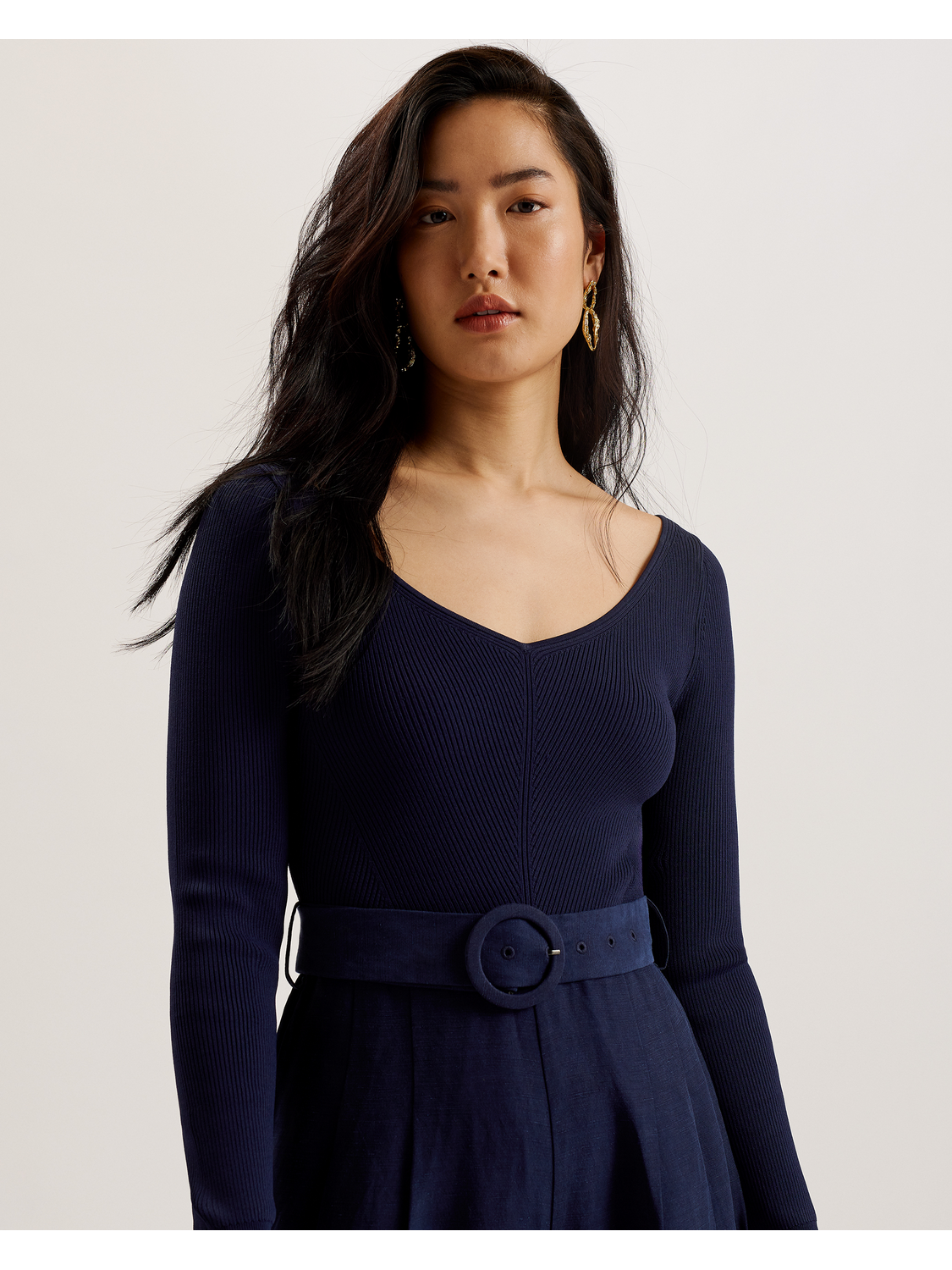 Off Shoulder Belted Wide Leg Jumpsuit