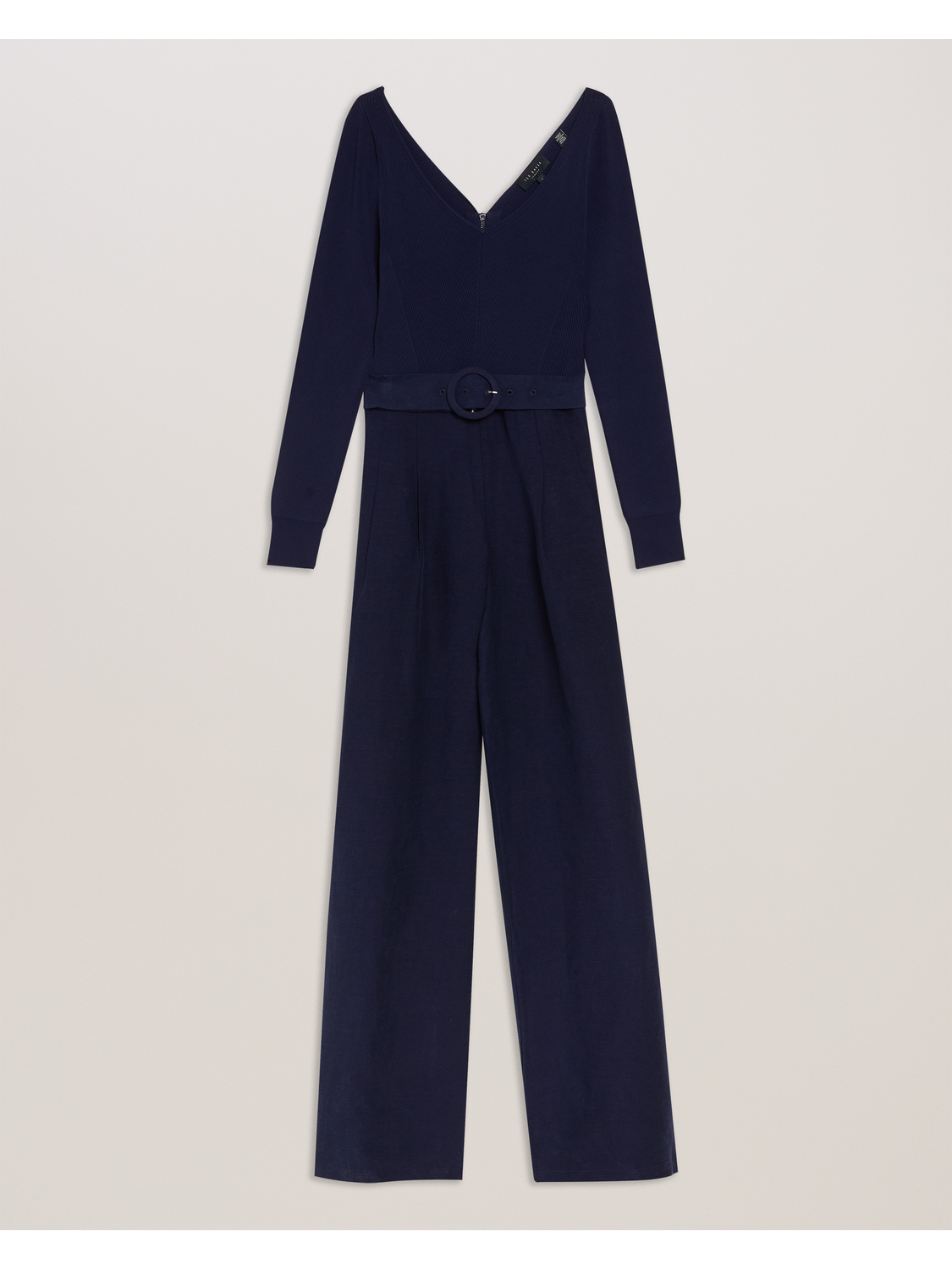 Off Shoulder Belted Wide Leg Jumpsuit