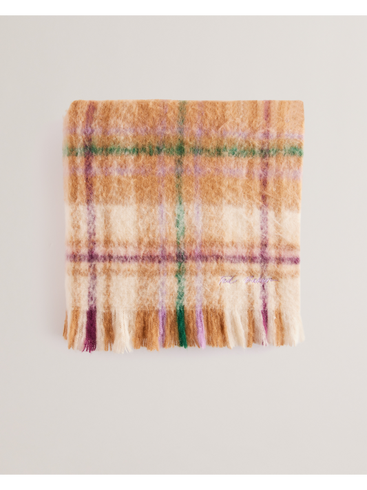 Checked Fringed Edge Woven Scarf