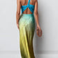 One-Shoulder Ombre Satin Gown