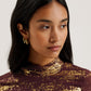 Foil Print High Neck Mesh Top