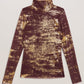 Foil Print High Neck Mesh Top