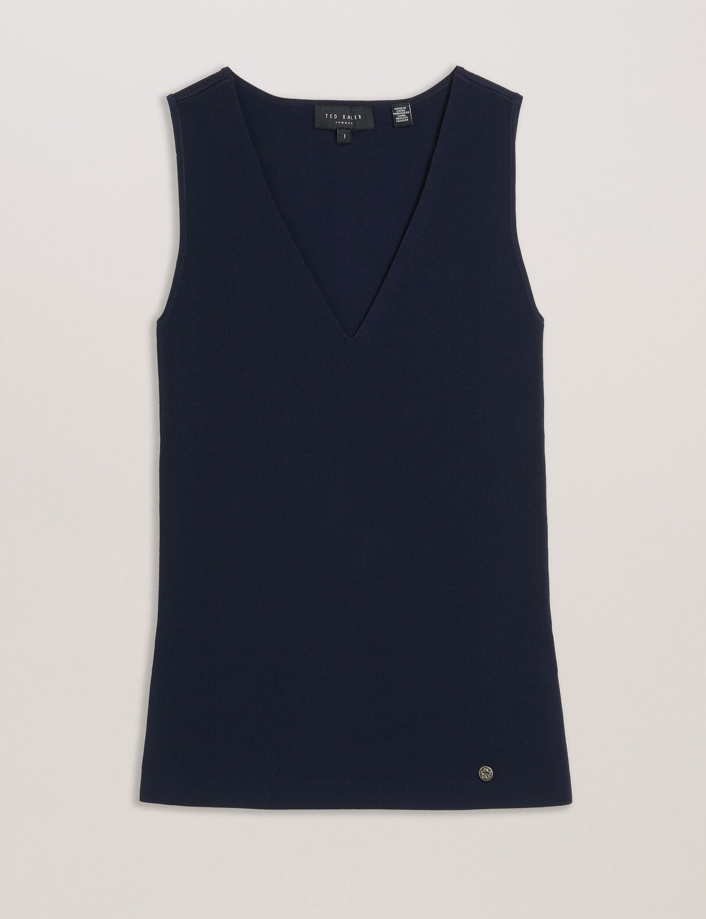 V-Neck Slim Fit Sleeveless Knit Top
