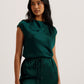 Drape Neck Detail Satin Top