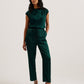 Drape Neck Detail Satin Top