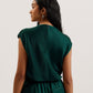 Drape Neck Detail Satin Top