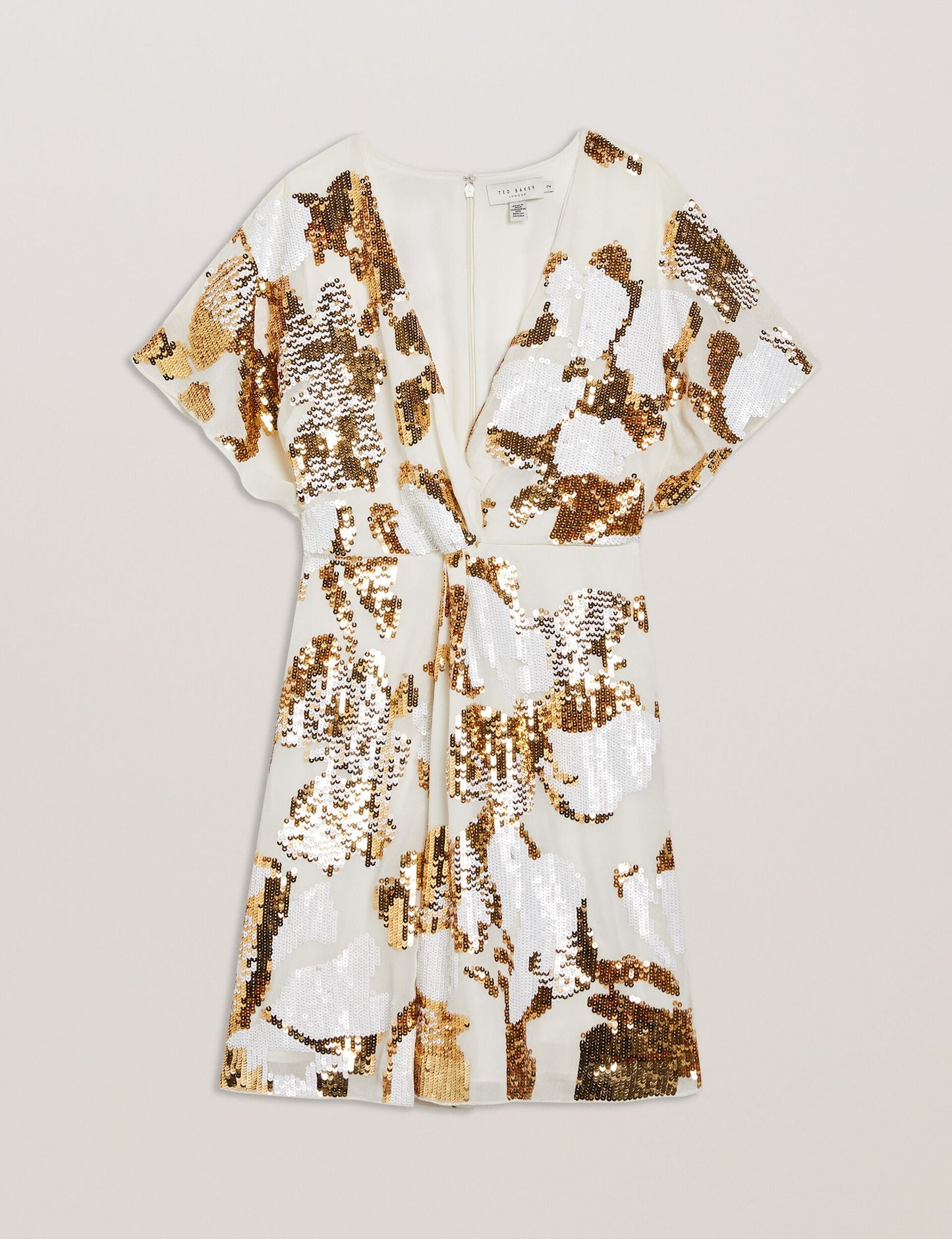 Knot Front V-Neck Sequin Mini Dress