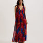 Organza Tropical Bloom V-neck Maxi Dress