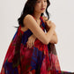 Organza Tropical Bloom V-neck Maxi Dress