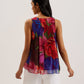 Organza Tropical Bloom V-neck Pleated Top