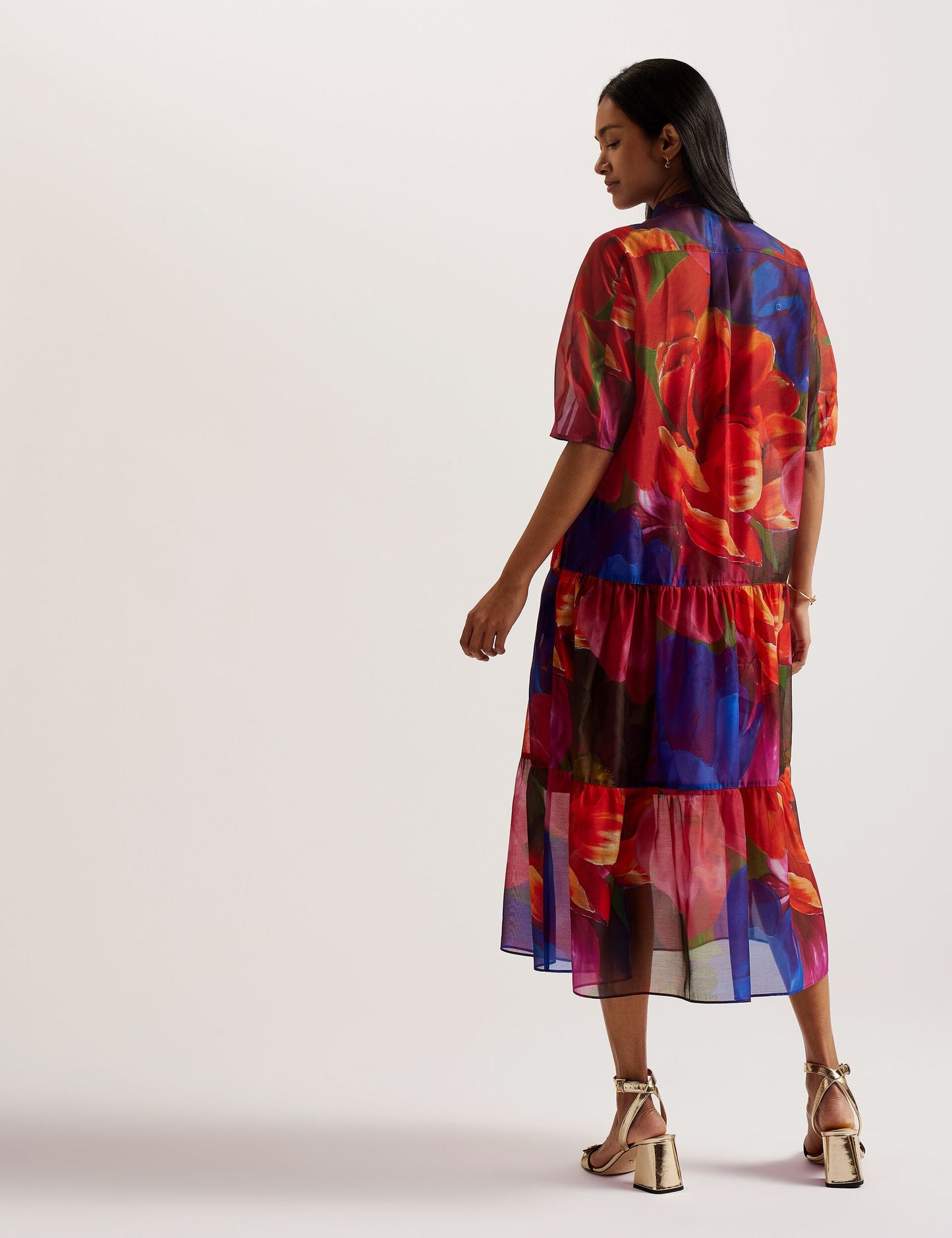 Organza Tropical Bloom Midi Dress