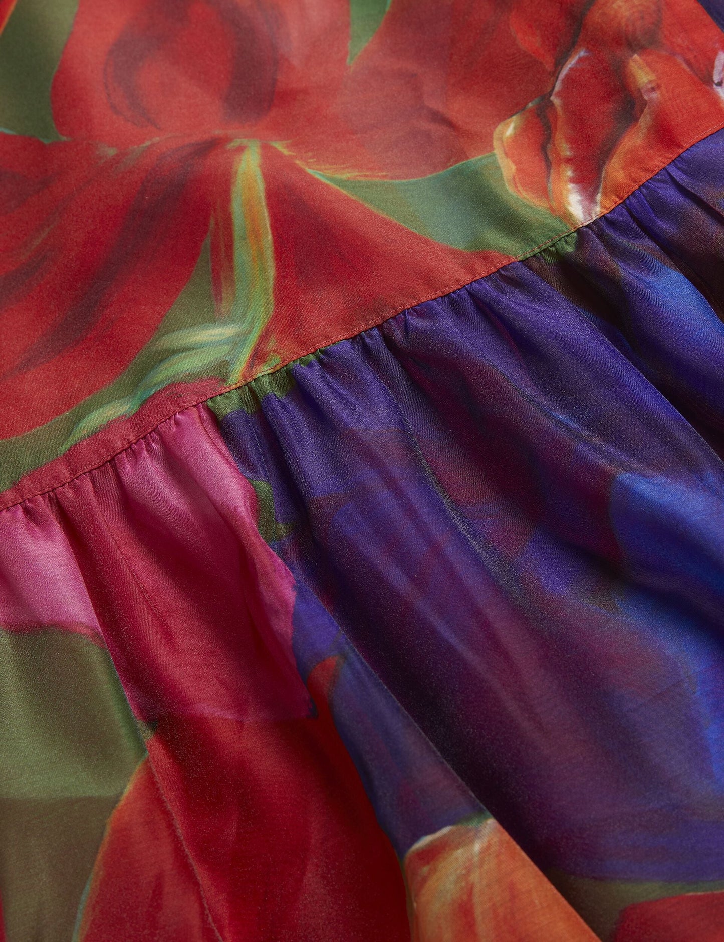 Organza Tropical Bloom Midi Dress