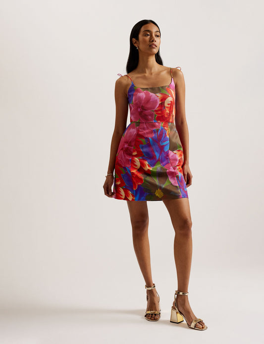 Printed Fitted Bodice Mini Dress