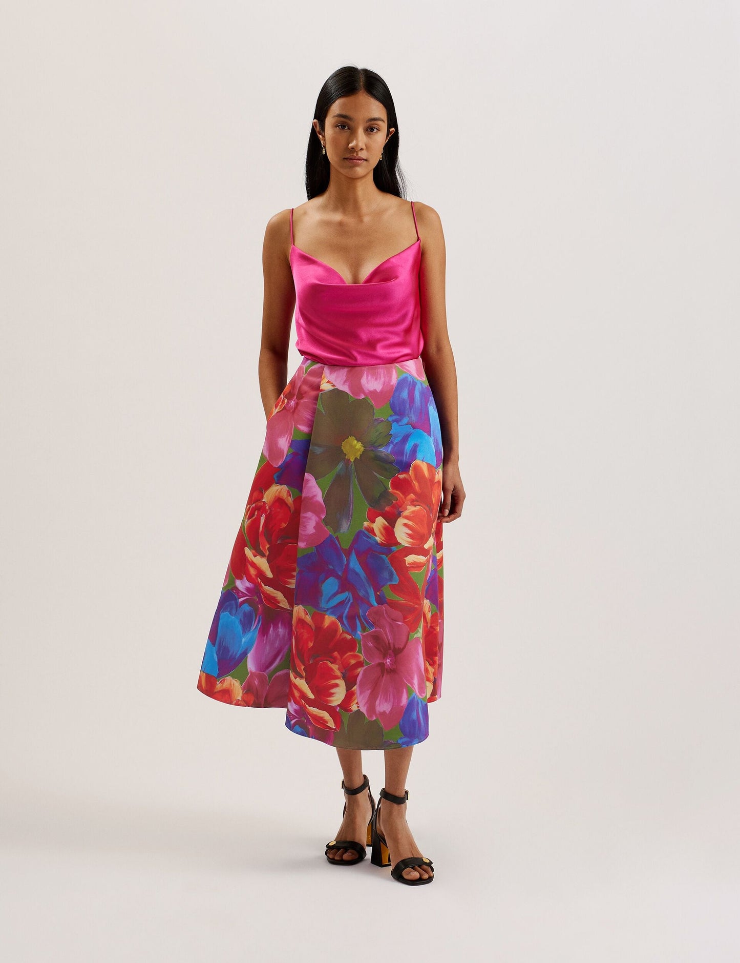 Printed Wrap Midi Skirt