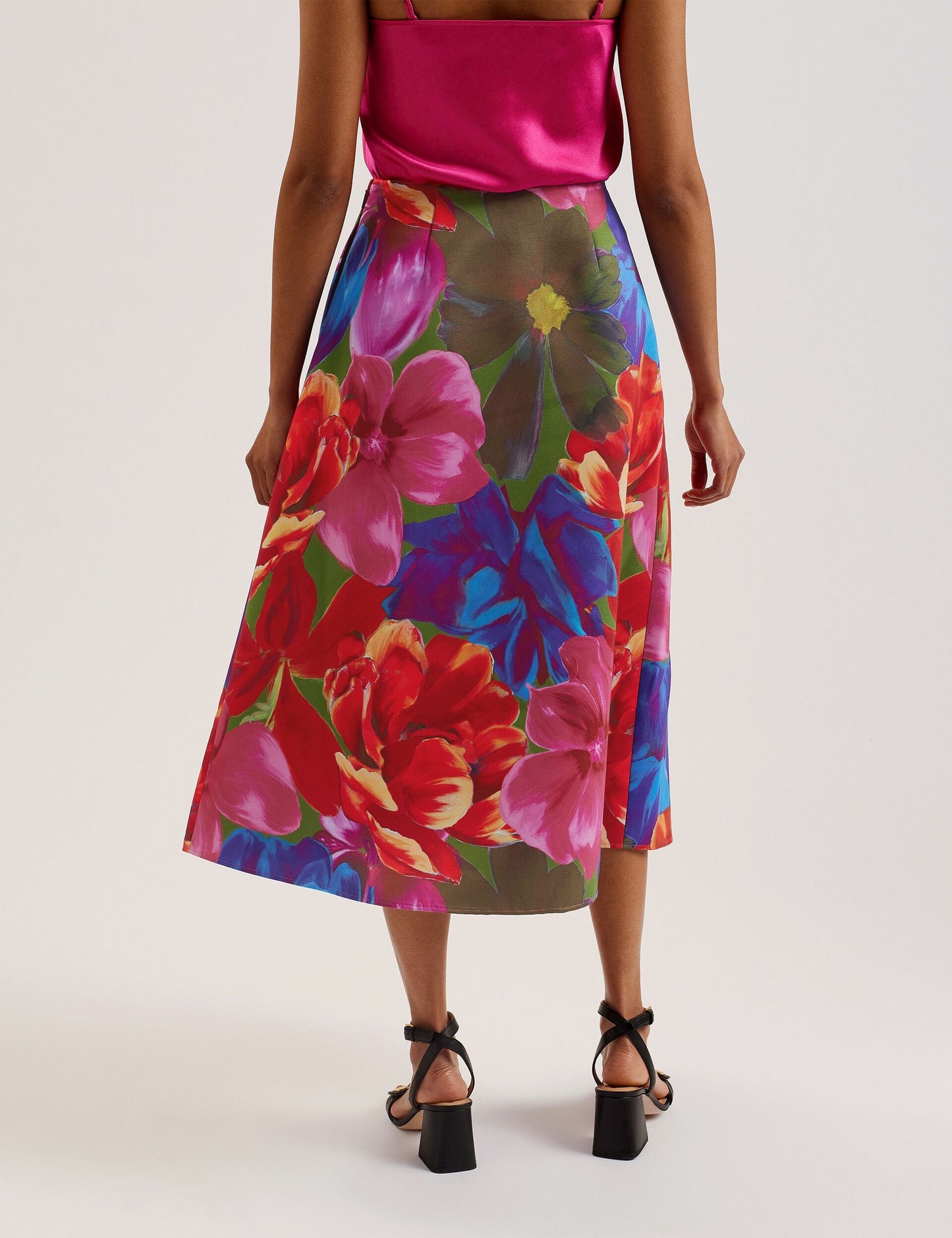 Printed Wrap Midi Skirt