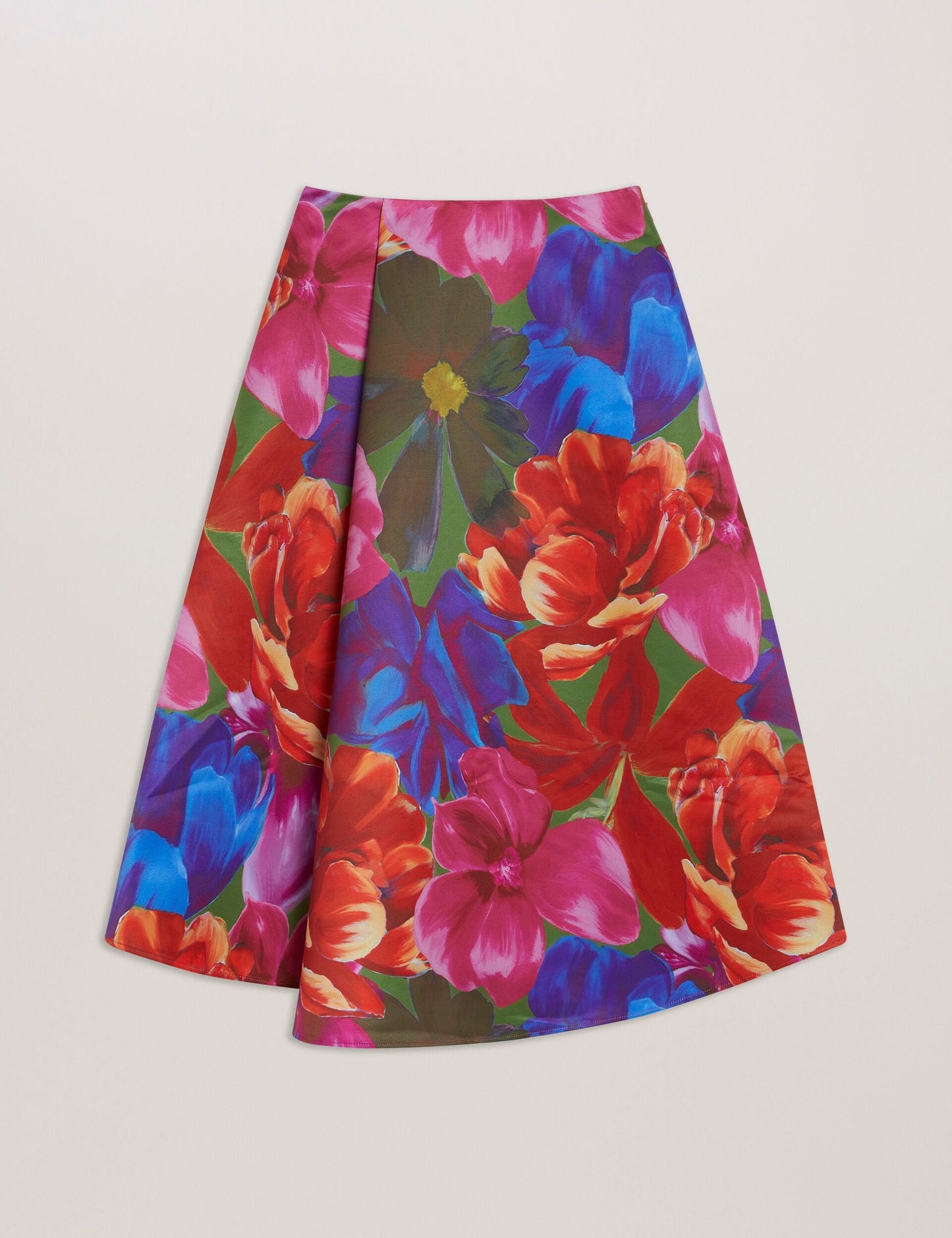 Printed Wrap Midi Skirt
