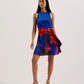Printed Pleated Mini Dress with Knit Bodice