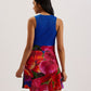 Printed Pleated Mini Dress with Knit Bodice