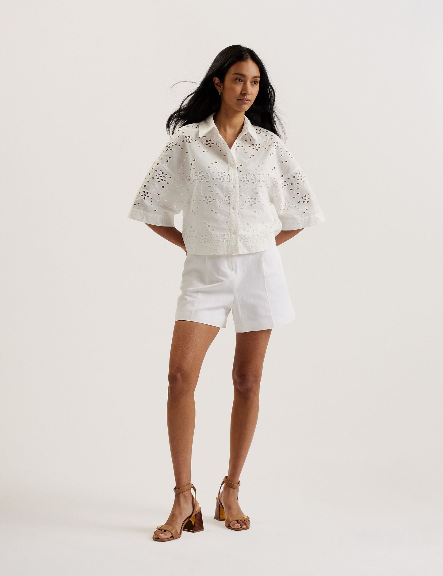 Broderie Cropped Shirt