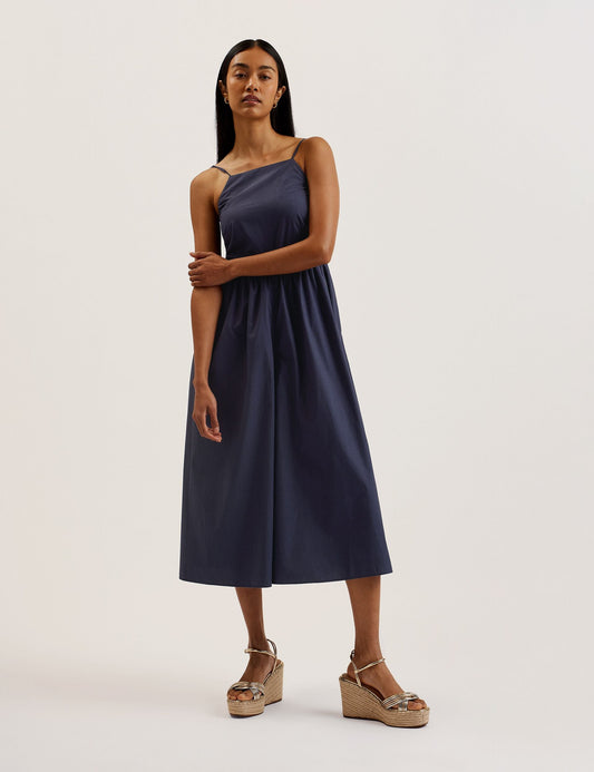 Squared Neck Strappy Cross Over Jumpsuit