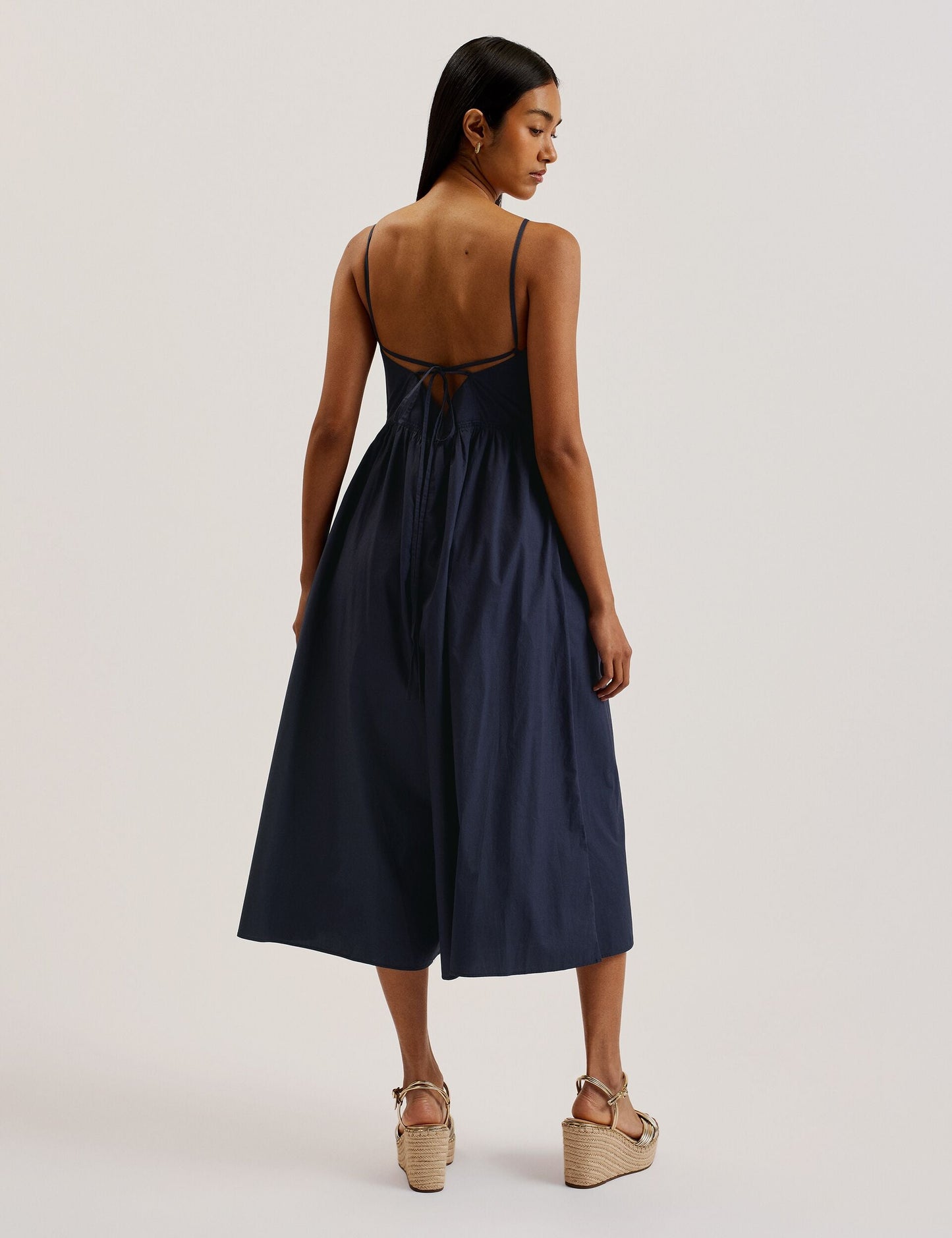 Squared Neck Strappy Cross Over Jumpsuit