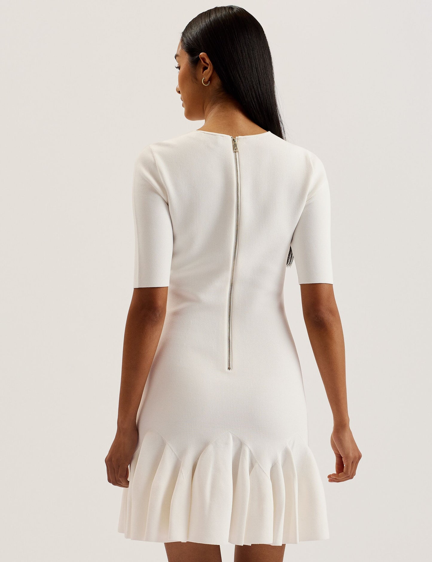 Pleated Hem Knitted Bodycon Mini Dress