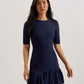 Pleated Hem Knitted Bodycon Mini Dress