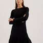 Flounce Hem Long Sleeve Knitted Mini Dress