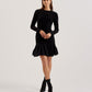 Flounce Hem Long Sleeve Knitted Mini Dress