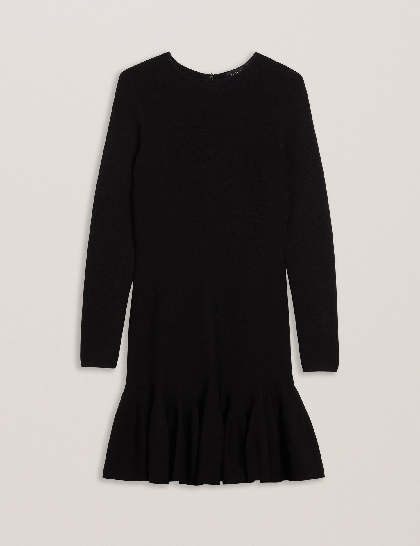Flounce Hem Long Sleeve Knitted Mini Dress