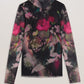 Printed High Neck Fitted Mesh Top