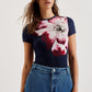 Placement Print Crew Neck Fitted T-Shirt