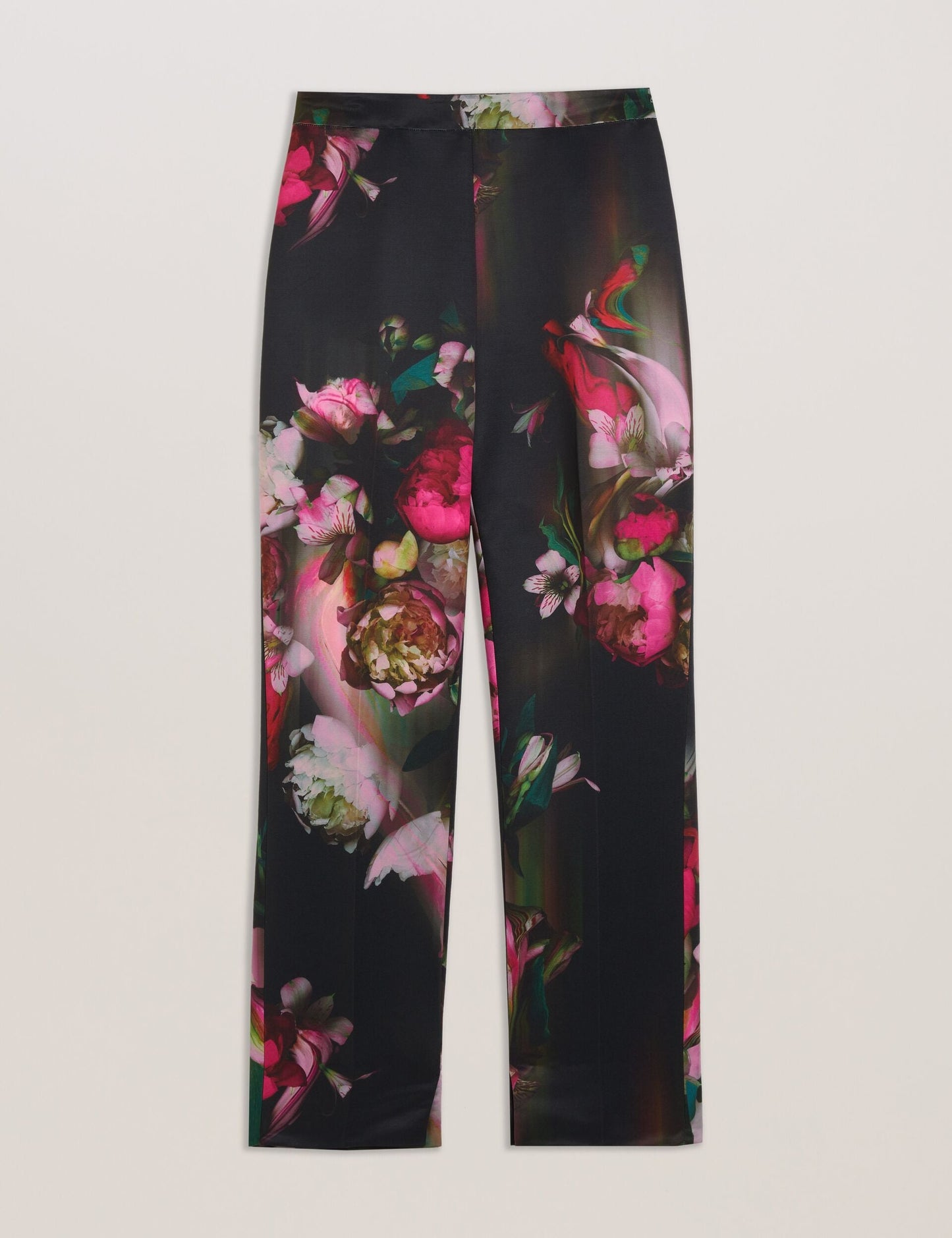 Tapered Leg Floral Print Tailored Trousers